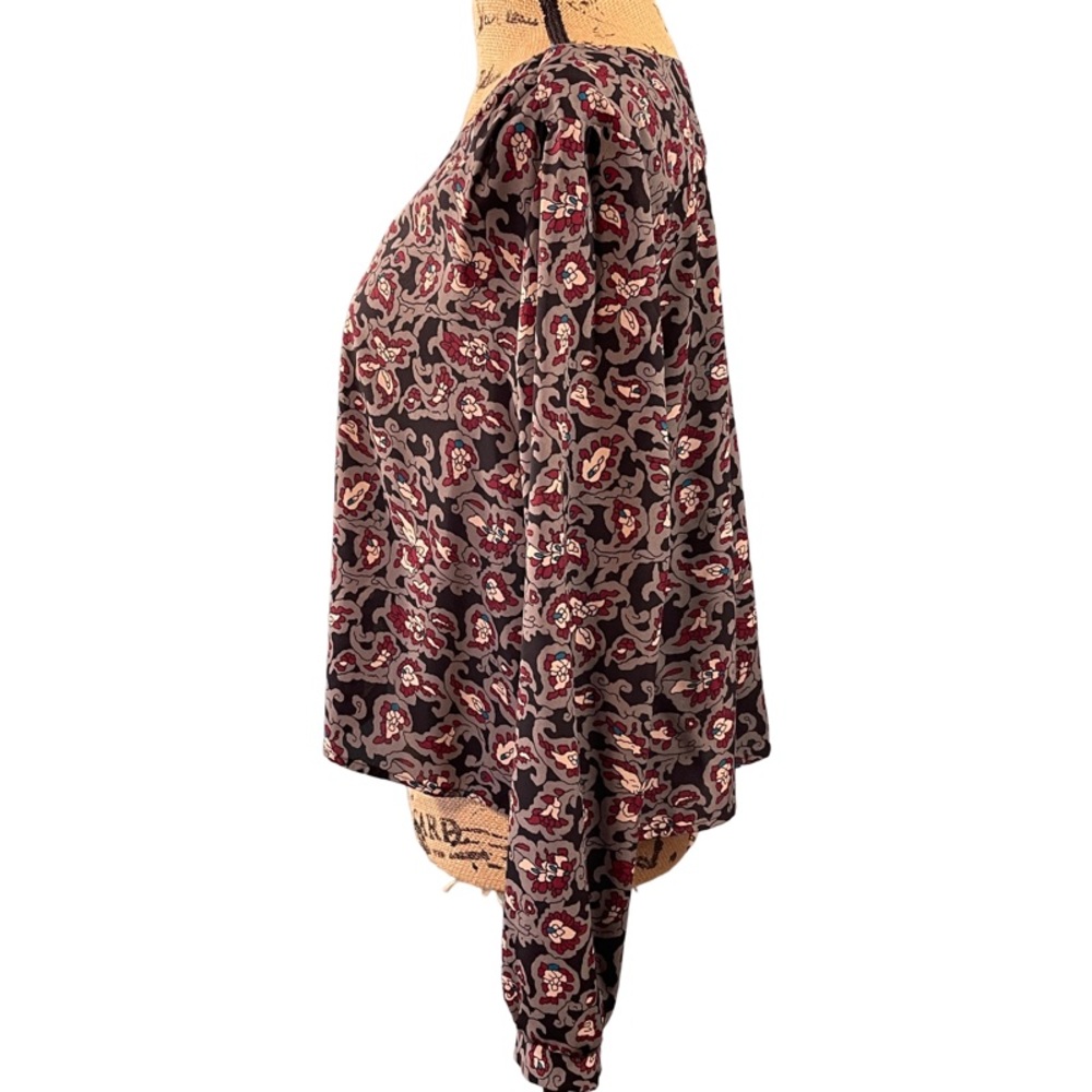 Astr the Label Floral Paisley Print Long Sleeve Blouse Gray Red Size M - Picture 5 of 8